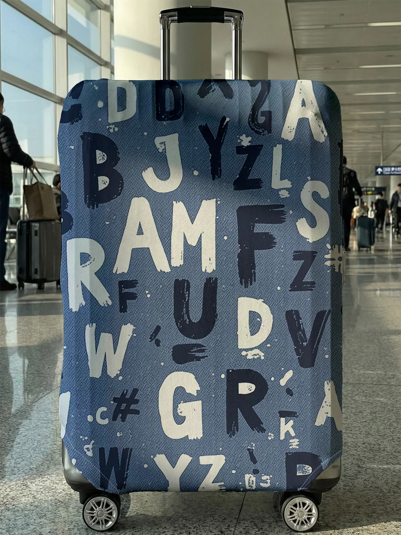 

Чехол для багажа с граффити-принтом на синем джинсовом фоне, подходит для чемоданов 18-32 дюймов, чехол-накладка на ручку чемодана, дорожные аксессуары