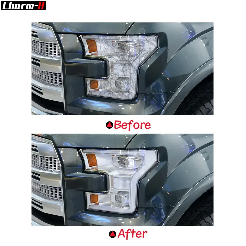 2 Pcs Car Headlight Protective Film Protection Transparent TPU Decal Sticker for Ford F150 2015-2020 Raptor SVT Accessories