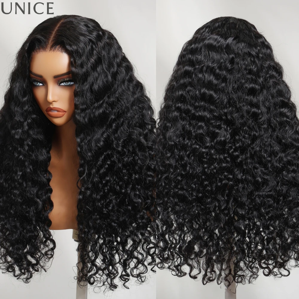UNice 7x5 Bye-Bye Slip™ Lace Natural Black Loose Deep Wave Wig Pre Cut Pre Bleached Glueless Drawstring Wig