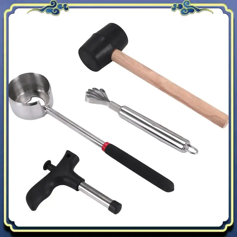 

A56P-4Pcs Coconut Opener Tool Stainless Steel Coconut Opener Driller Cut Hole Tool Fruit Openers Tools Durable