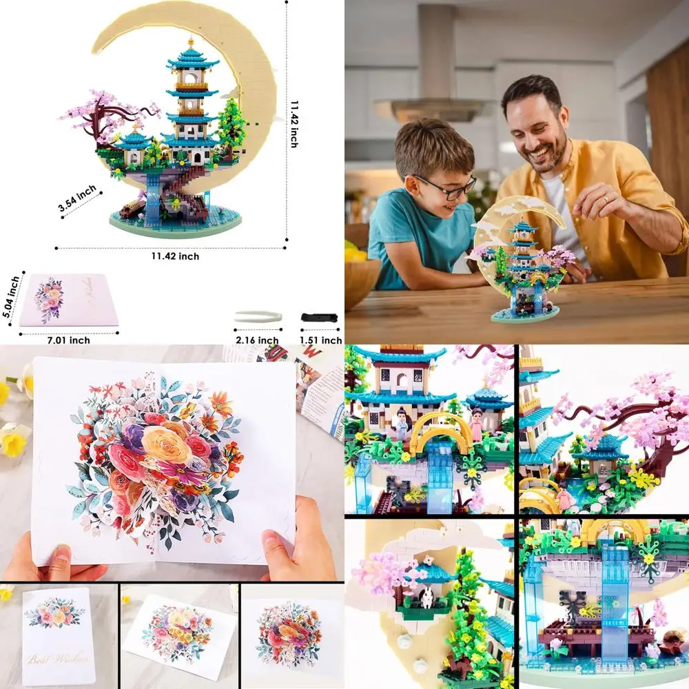 성인 및 청소년용 벚꽃나무 키트: 중국 월궁 미니어처, 일본 사쿠라 하우스, 분재 브릭, 14세 이상을 위한 선물