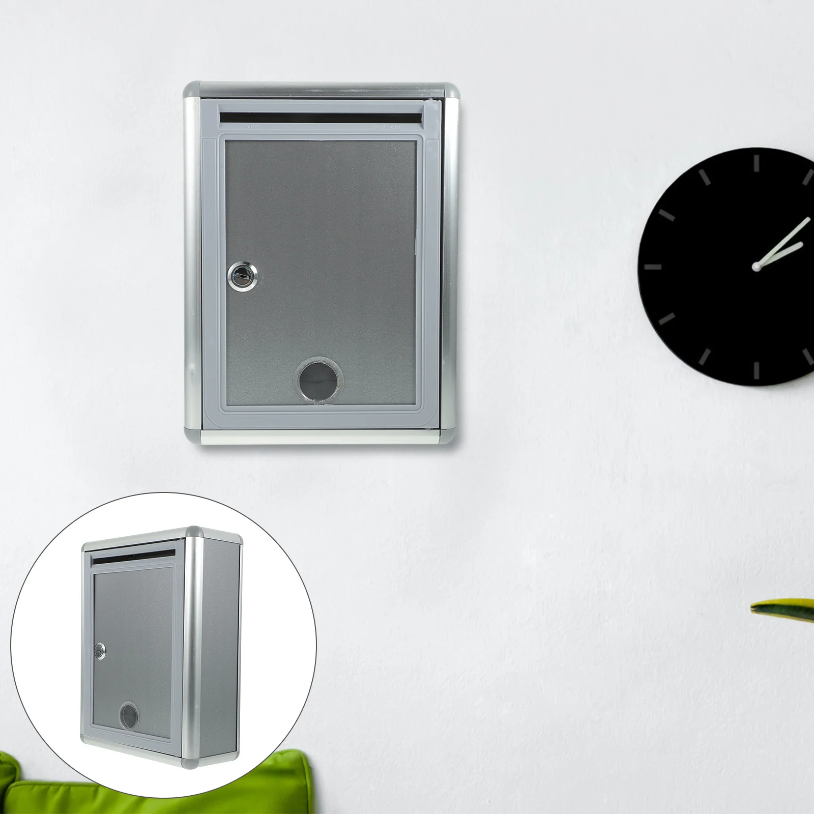 1Pcs Lockable Wall-Mounted Aluminum Alloy Post Box Silver Grey Outdoor Suggestion Complaint Letter Security Ballot Mailbox