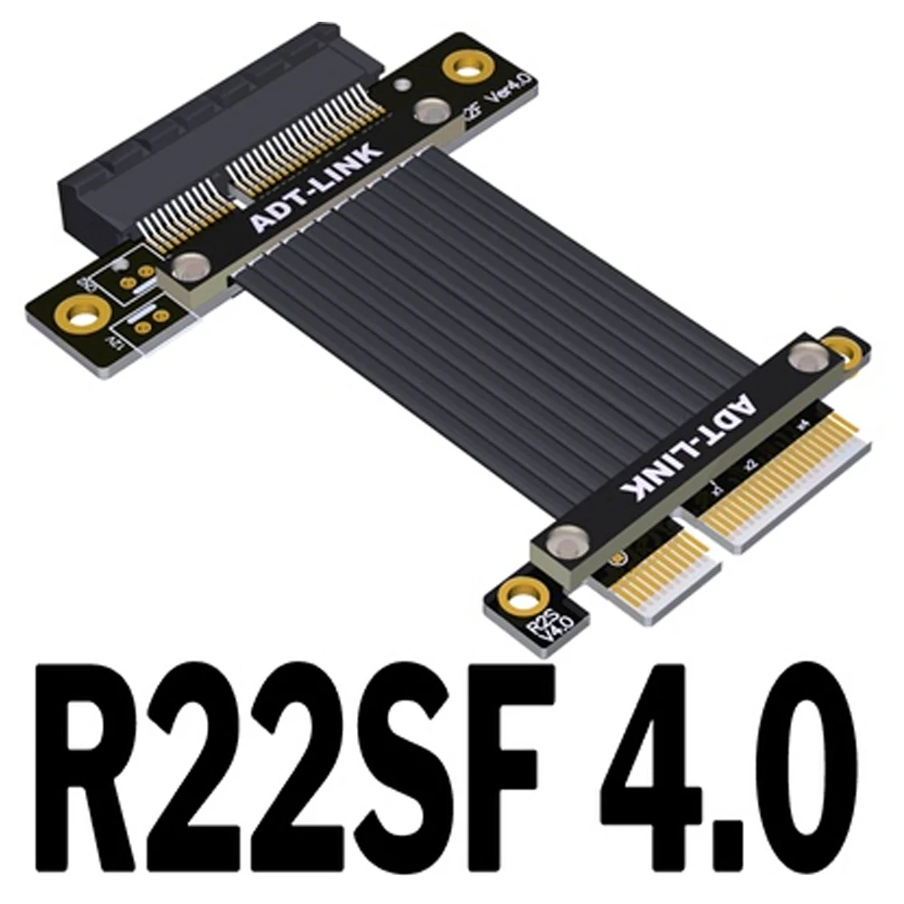 Riser PCI-E X4 à X4 tourner 90 degrés câble d'extension à Angle droit Vertical Double coude 90 degrés PCI Express 4.0 4x câble