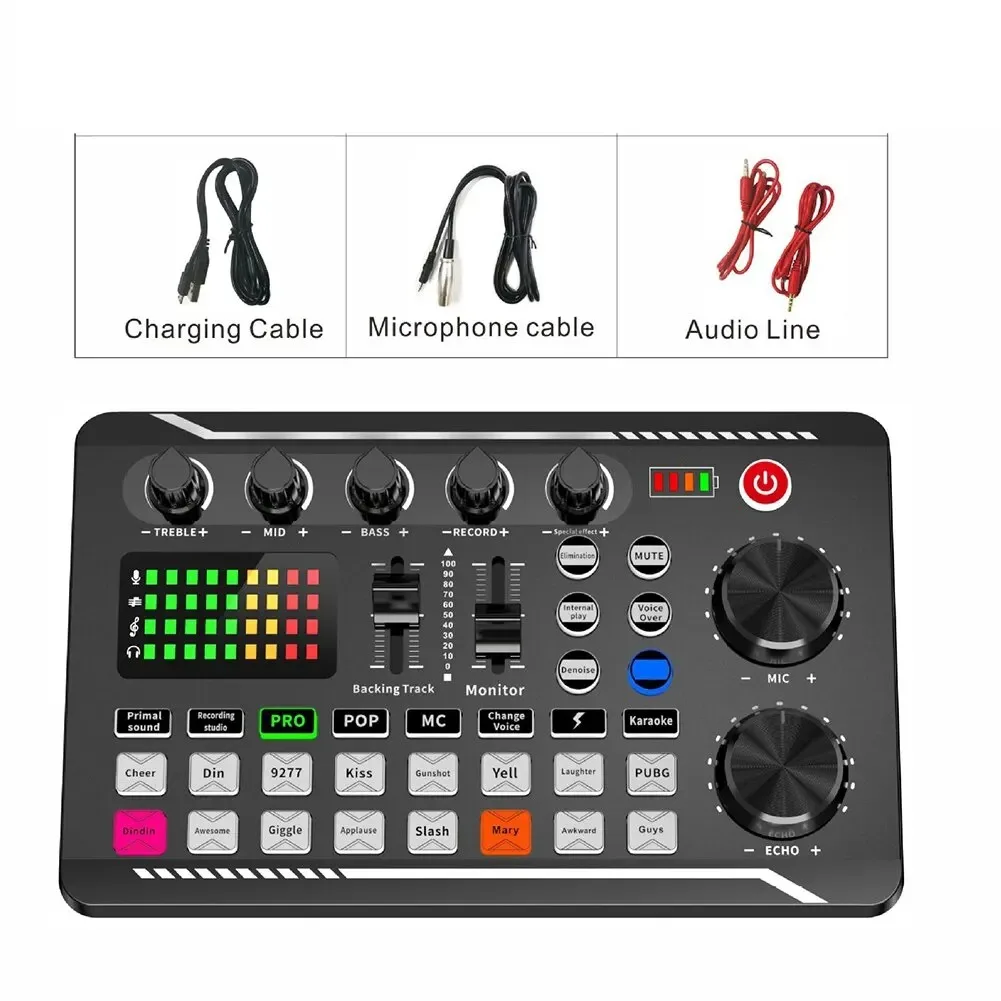 F998 Geluidskaart Professionele Bluetooth Studio Record Voor Telefoon PC Audio Mixing Console Versterker Live Muziek Mini Sound Mixer