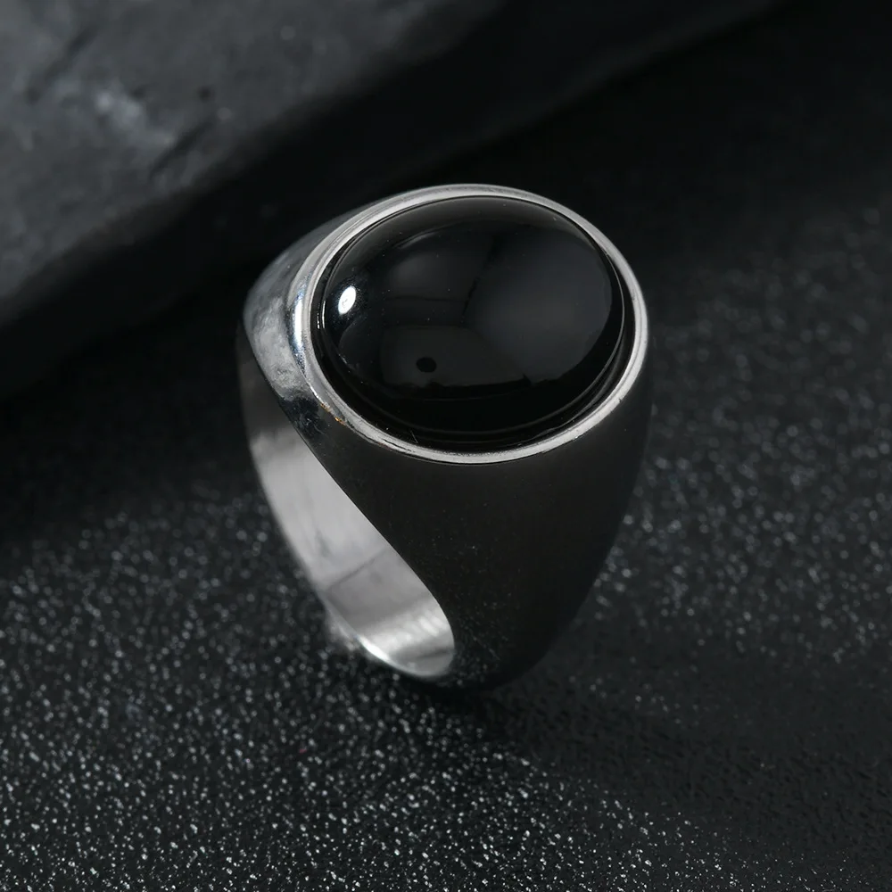 HNSP 316L Edelstahl Vintage-Ring für Damen, Schwarz, Rosa, Grün, Tigerauge, Steinringe, Fingerschmuck, Accessoires, große Größe – Detail 13