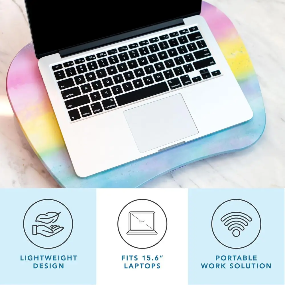 Portable Lap Desk with Cushion - Sunset Watercolor Design - Fits Laptops up to 15.6