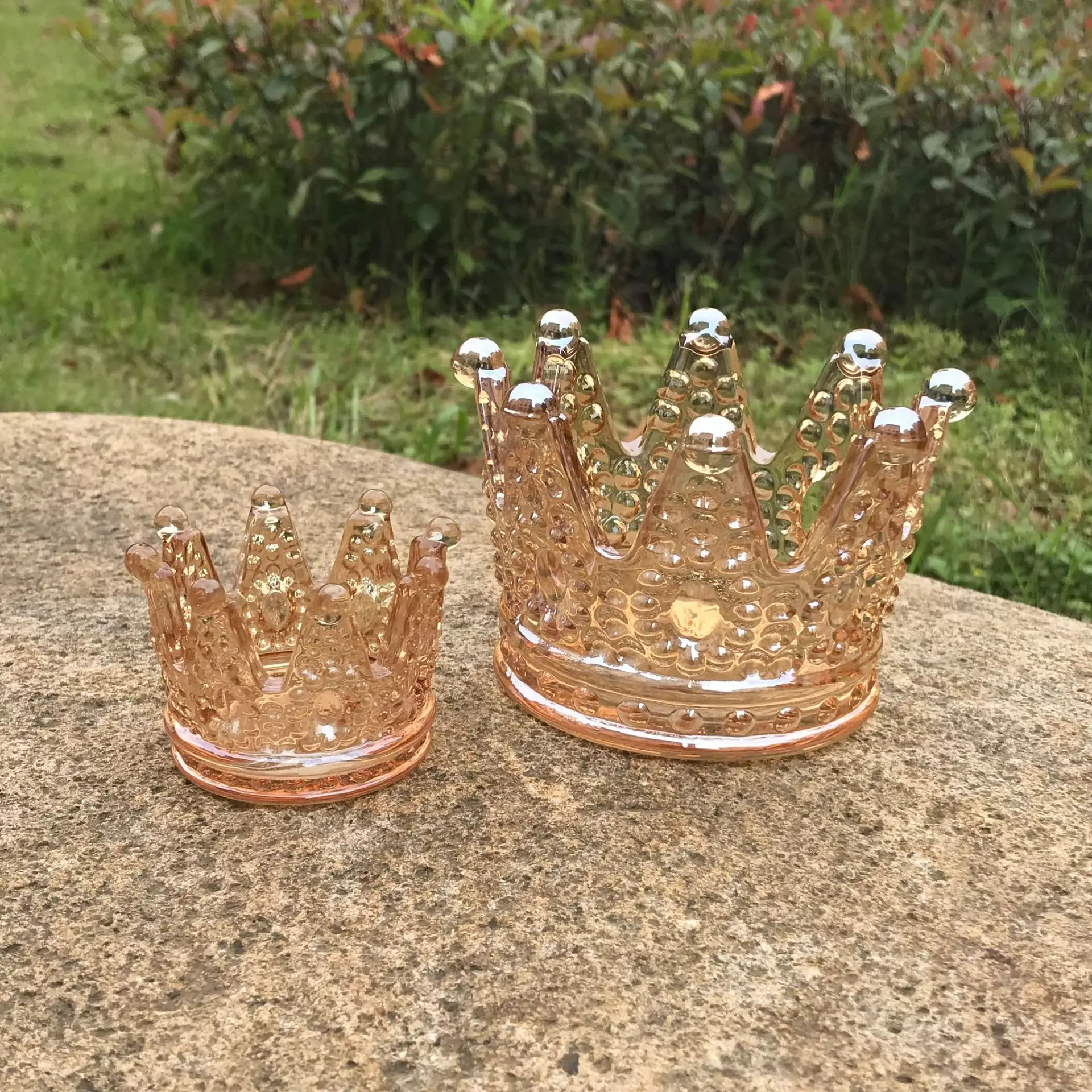 Creative crystal glass ashtray household crown handicraft candlestick ornament wax table jewelry storage box