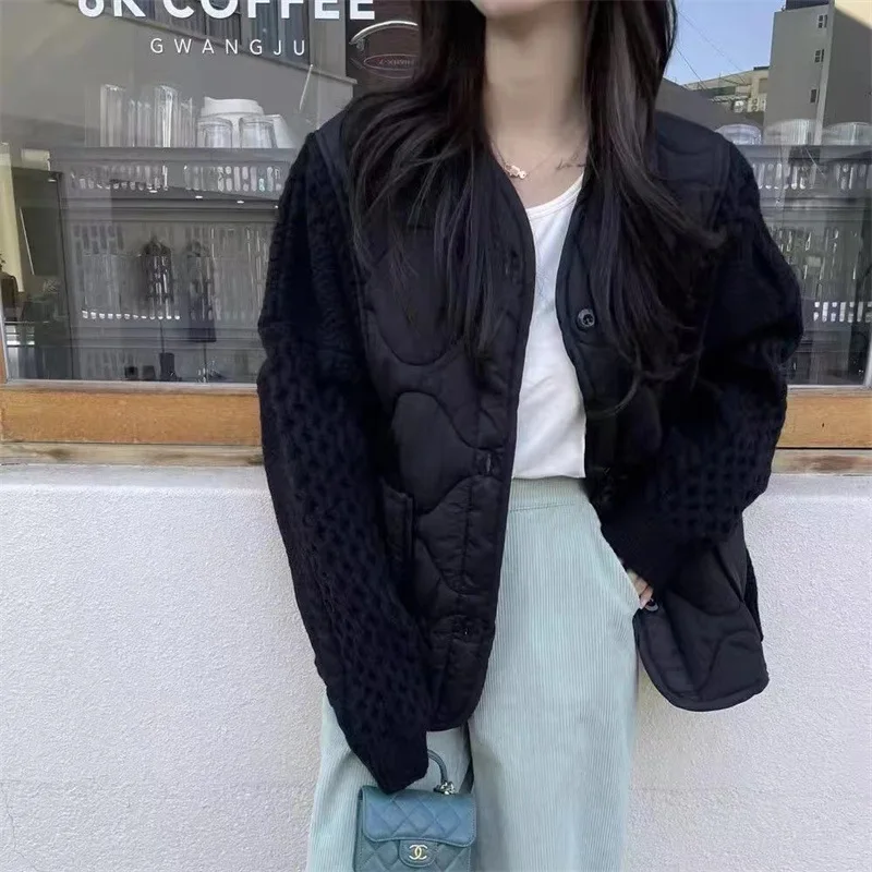 Women's Autumn/Winter Tops Coats Cotton Coats Patchwork Sweaters Color Blocking Warm Thickened New Design Soft Niche Versatile