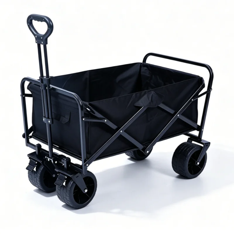 Foldable Basic Integrated Camping Trolley YXW-001 with Long Pullable Hand Grip and 7-Inch 600D Oxford Fabric Cargo Case