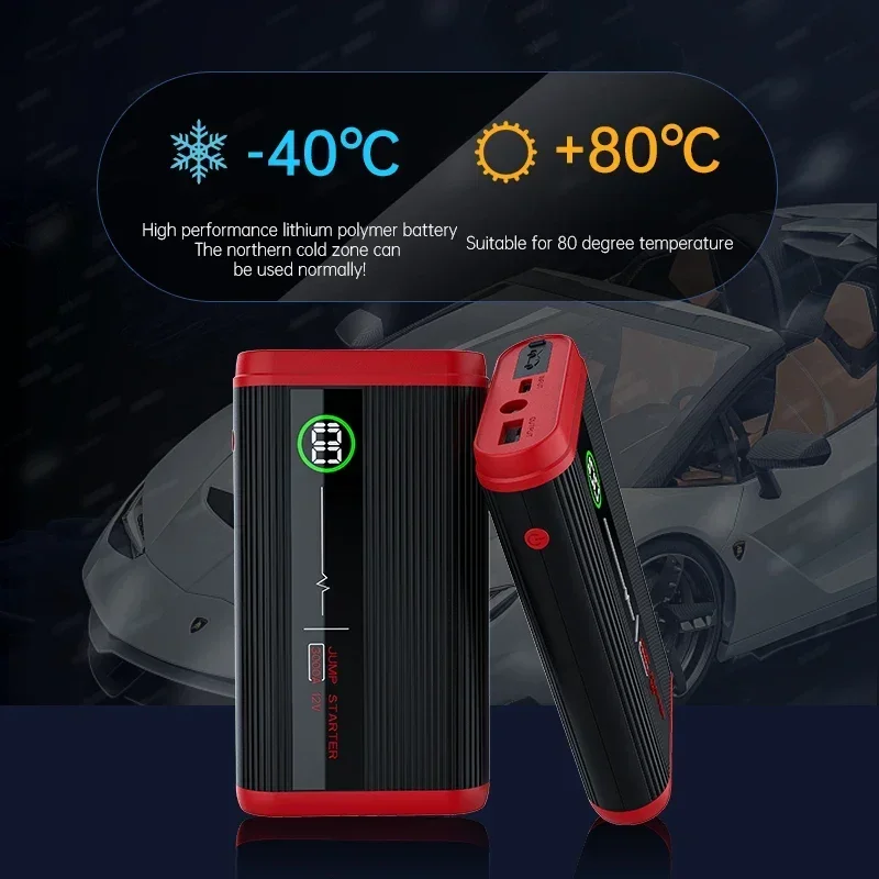 20000mAh Car Battery Jump Starter Power Bank 3000A Portable USB Fast Charger with LED Lamp 12V Emergency Booster