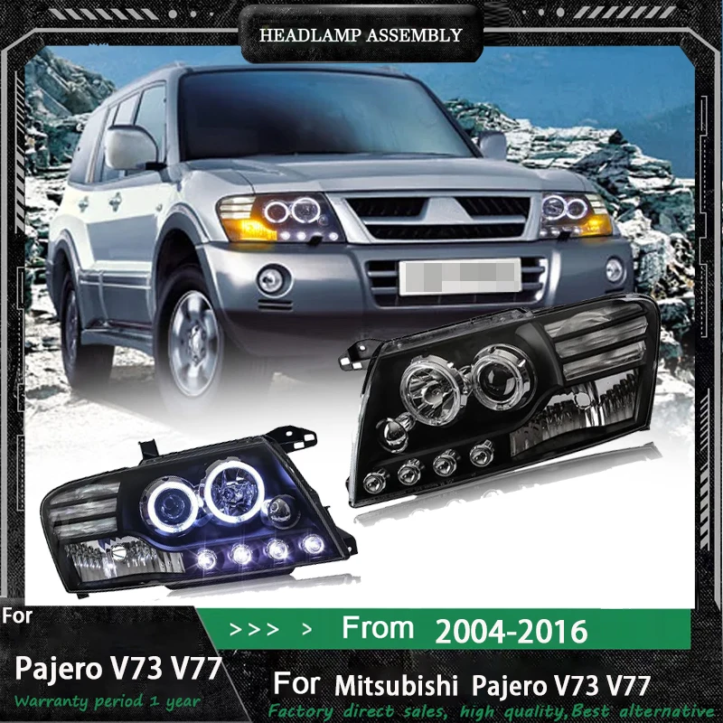 

Suitable for Mitsubishi Pajero V73 04-16 headlight assembly modified LED angel eye daytime running light double lens xenon lamp