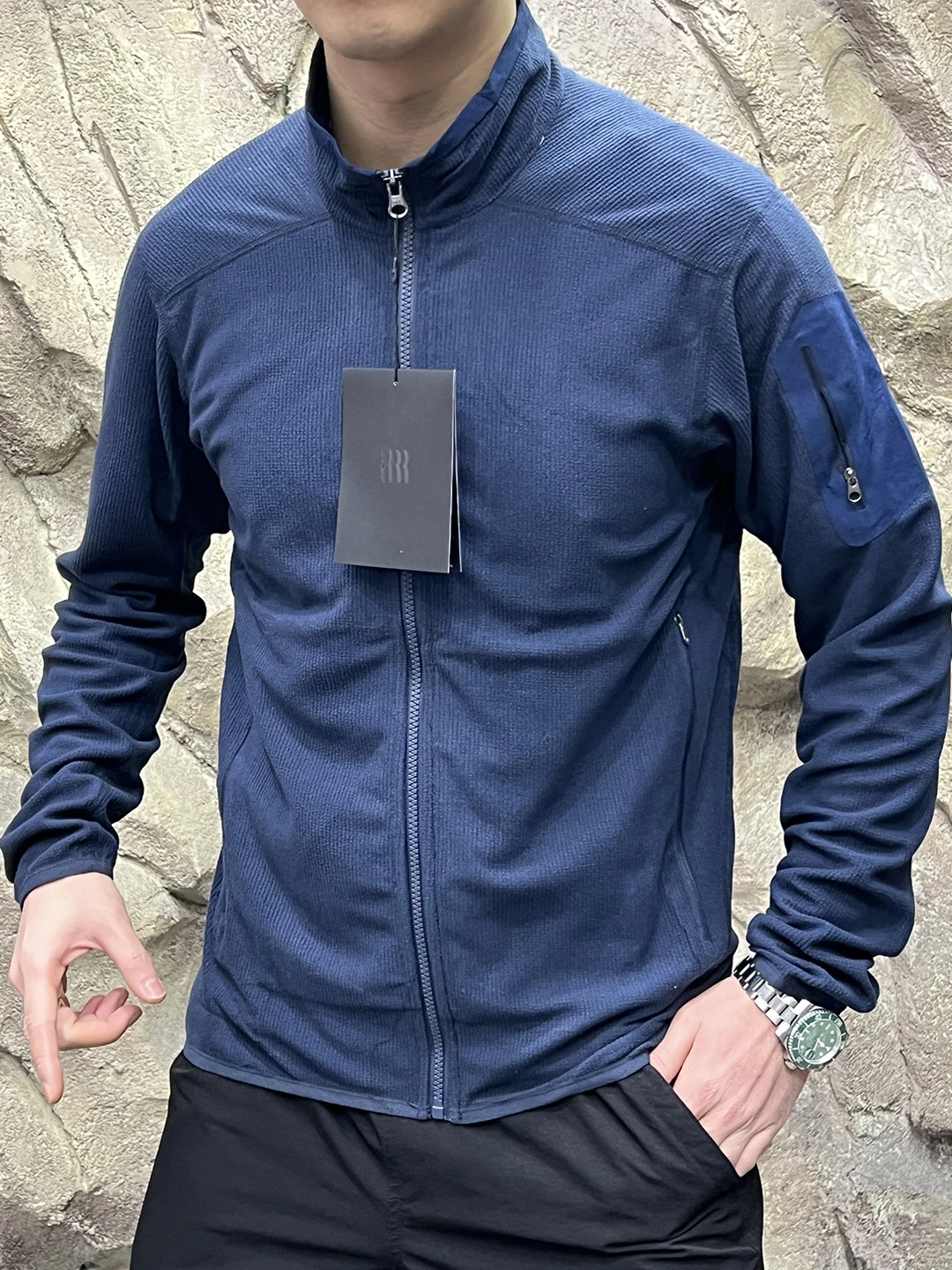 

Men's Outdoor Autumn Winter Fce Lined Stand Collar Jaet DL Series Corn Pattern PC Jaet Stand Fit Long Sve Zipper