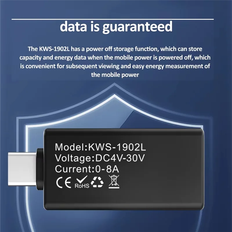 

A76X-KWS-1902L Многофункциональный тестер USB Type-C 4-30 В Максимум 12 А Макс. отключение питания Напряжение Амперметр Измеритель мощности