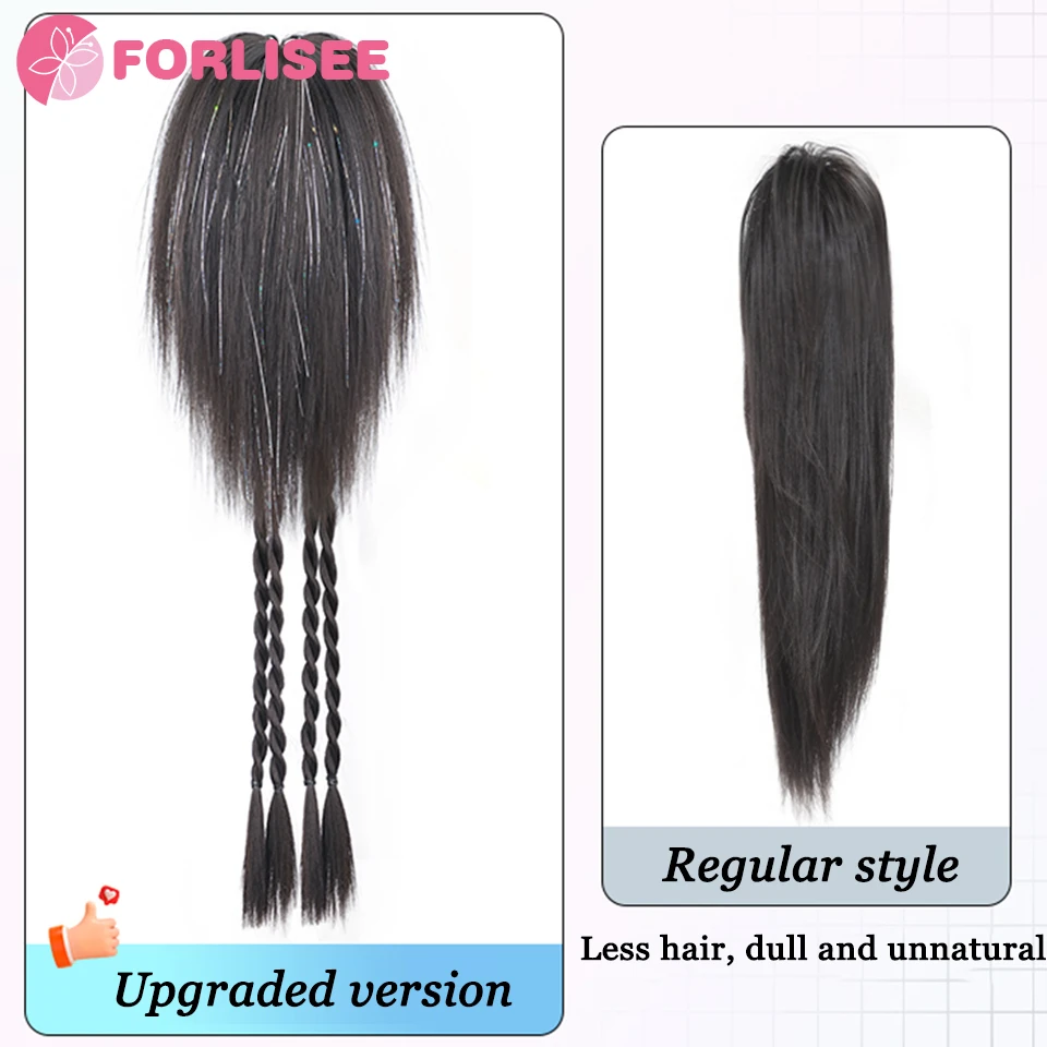 Synthetic Waterfall High Ponytail Wig Increases Hair Volume Claw Clip Braids Suitable For Female Concert Parties Daily Wear