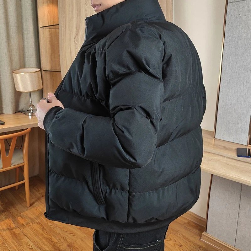 Harajuku Brand Clearance Men's Cotton Jacket Autumn Winter Thick Warm Stand Collar Slim Fit Casual Padded Coat Fashion Outerwear