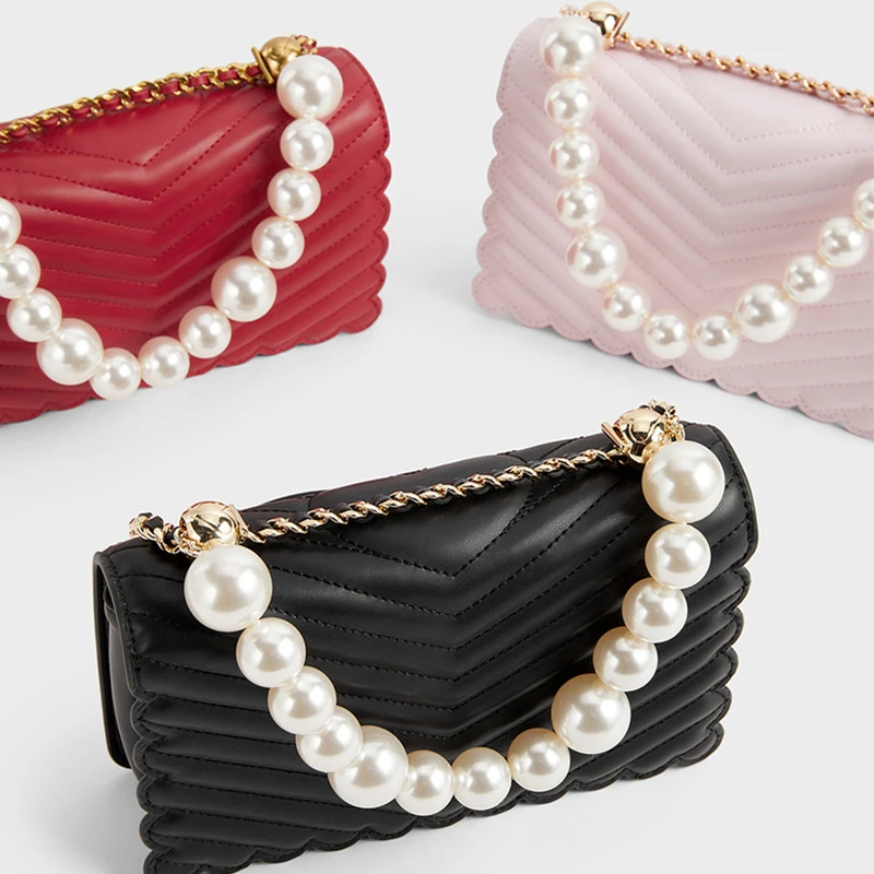 Imitation Pearl Bag Strap Beaded Design Bag Handle Belt Women Handbag Handles Replacement Handbags Strap Accessories