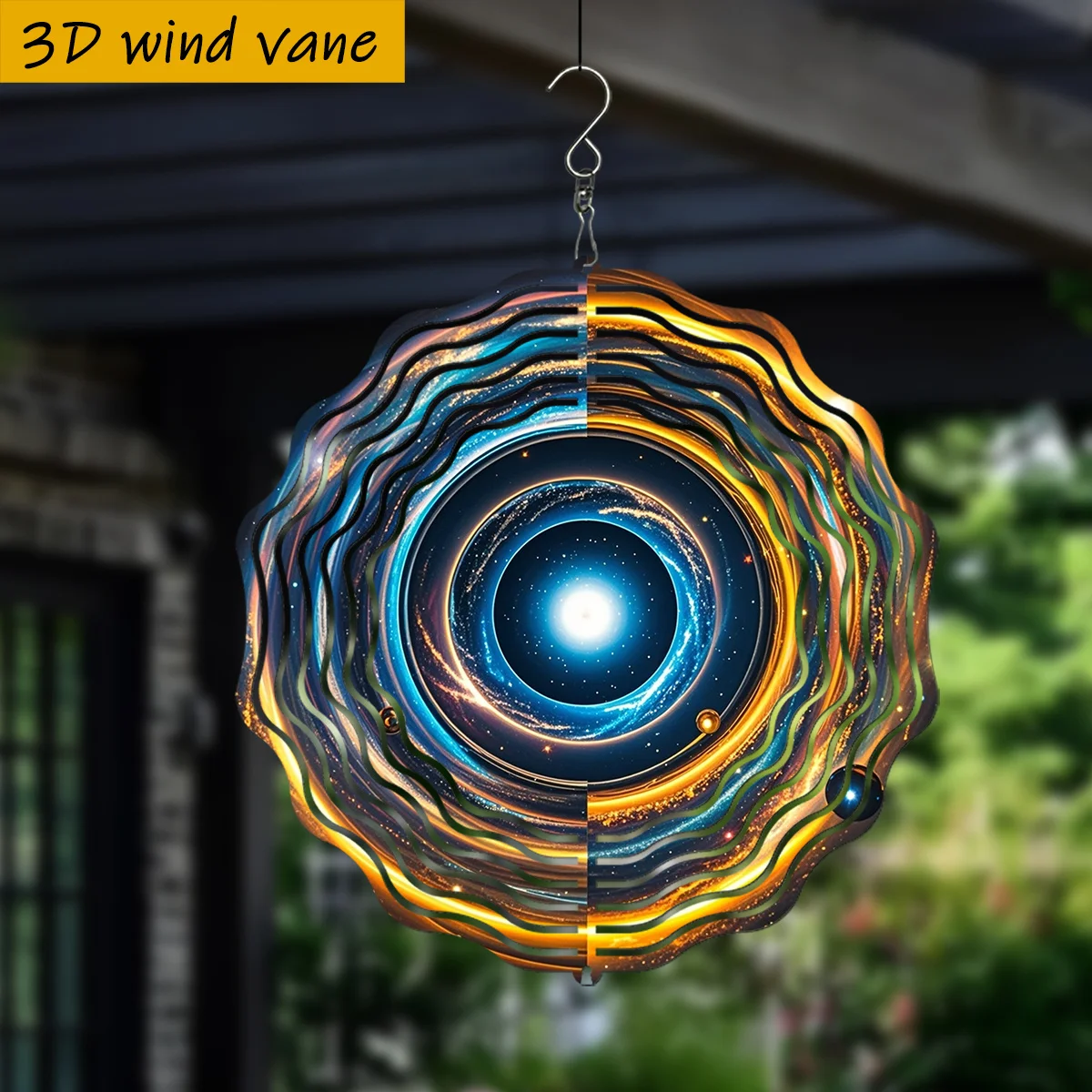 CIFBUY Galaxy Cosmic Vortex Wind Spinner Metal Hanging Ornament 3D Rotating Decor for Outdoor Yard Garden Patio