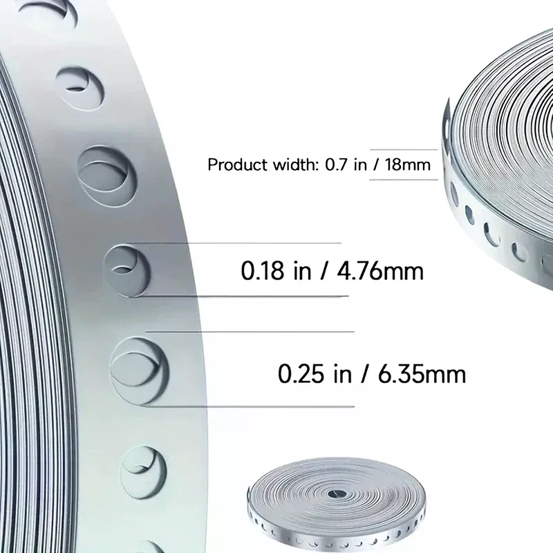 1 Roll Of 15M Galvanized Steel Tape Pre-Punched Multi-Slot Metal Tape For Pipe Support And Sheet Metal Work Hoop Sign Board
