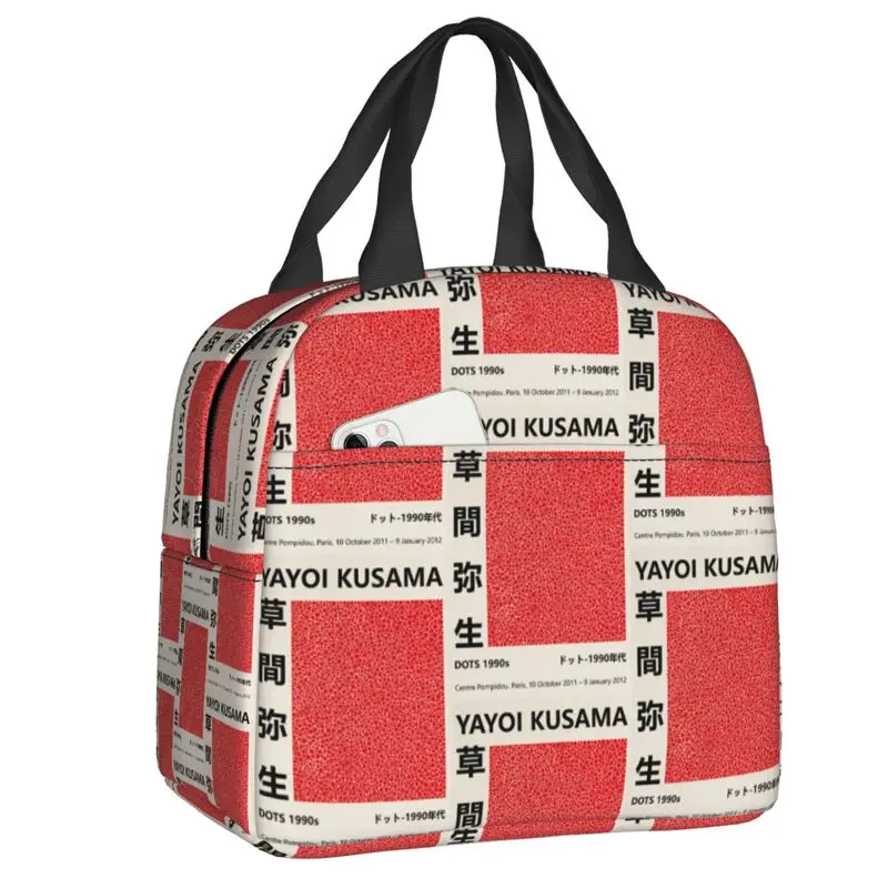 Custom Dots Red Yayoi Kusama Lunch Bag Men Women Abstract Painting Cooler Warm Insulated Lunch Boxes for Kids School Children