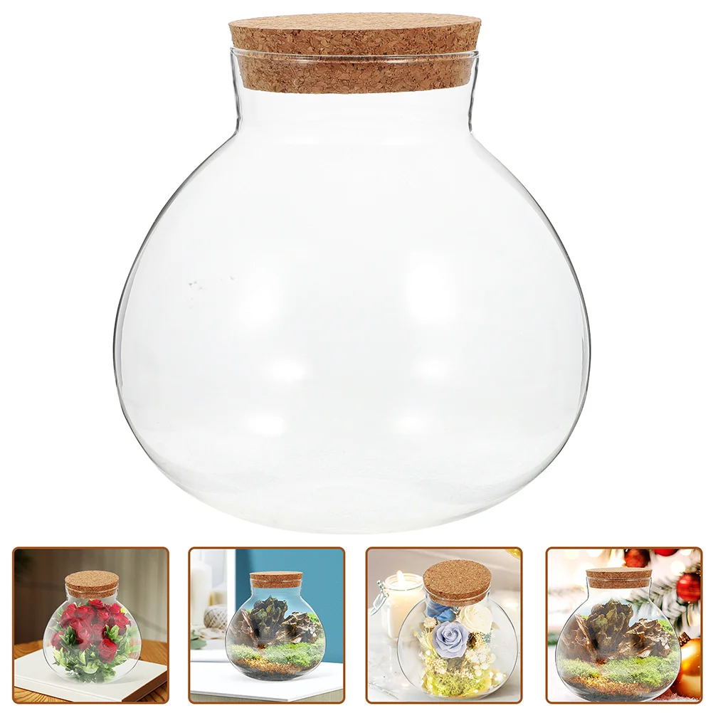 2 Pcs Ecological Bottle Landscape Glass Terrarium 10x11cm Cork Seal Smooth Easy Clean Moss Plants Home Decor