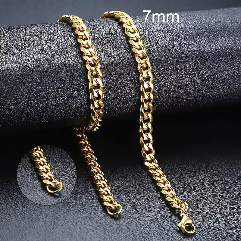 Vnox Cuban Chain Necklace for Men Women,Basic Punk Stainless Steel Curb Link Chain Chokers,Vintage Gold Color Solid Metal Collar - Image 8