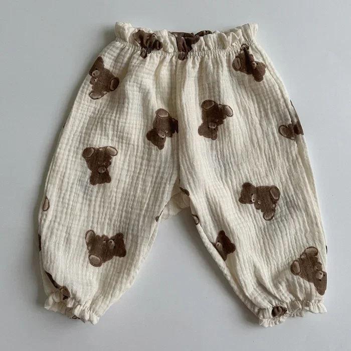 Bio-Baumwoll-Musselin-Hosen für Babys, süße Capri-Hosen mit Muster, weiche, leichte Hosen für Neugeborene und Kleinkinder, für alle Jahreszeiten. – Detail 35