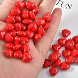 20pcs/lot 10*10mm Red Love Heart Shape Resin Beads DIY Necklace Earrings Bracelet for Jewelry Making Acessories