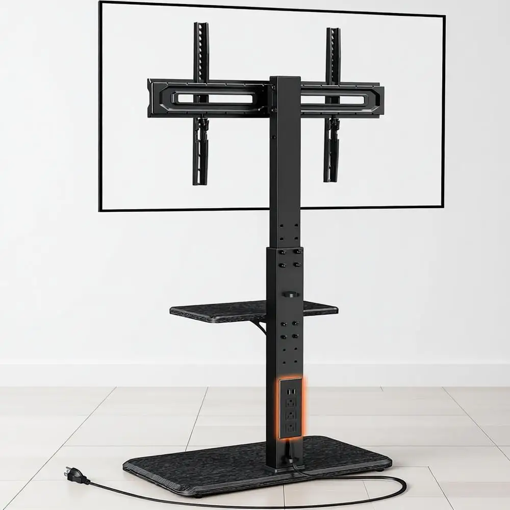 Suporte de TV Ajustável em Altura para TVs de 32-75 Polegadas, Base de Madeira, VESA Máx. 600x400mm