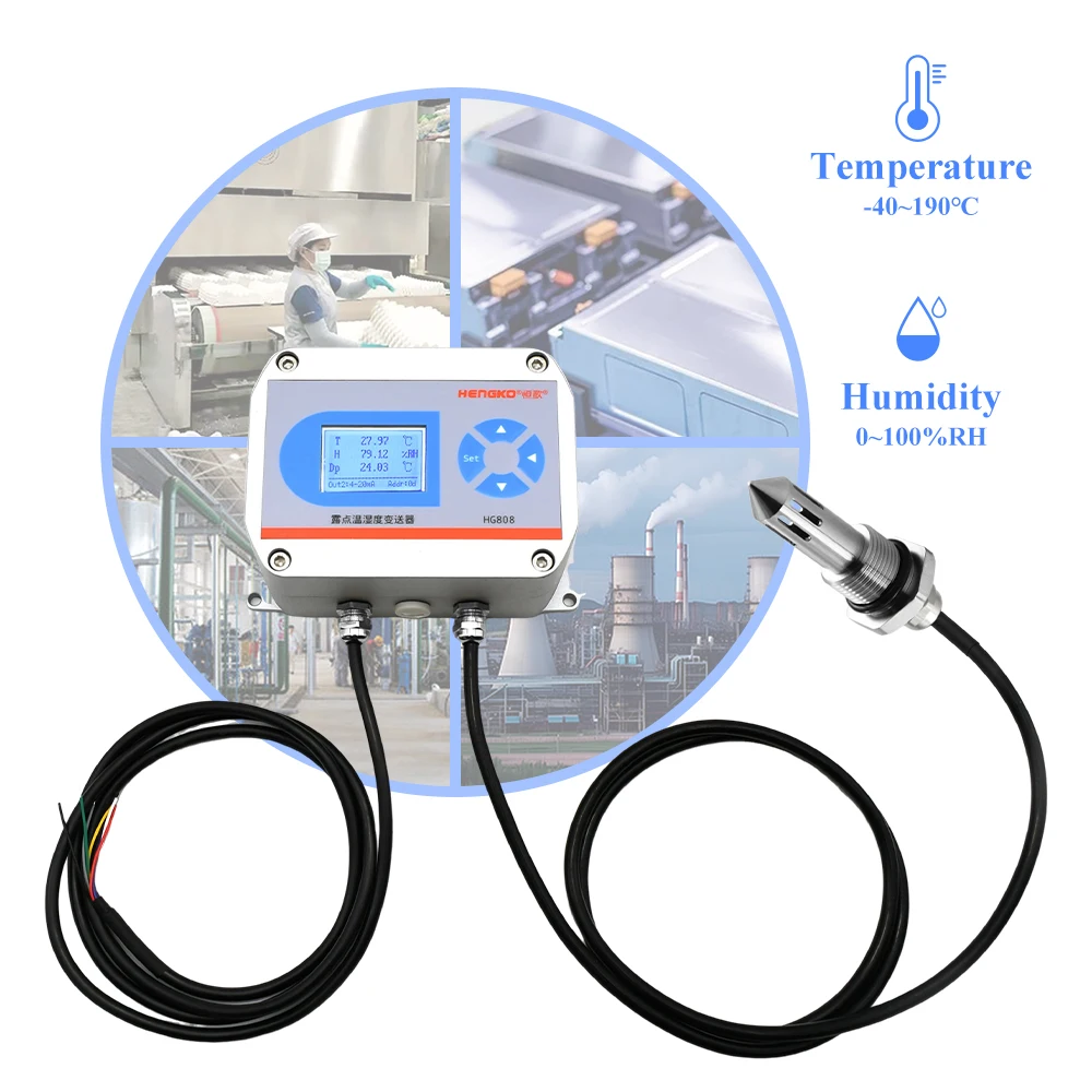 

HG808 H SS Probe -40 to 374 Fahrenheit rs485 4-20ma 0-5V 0-10V High Temperature Humidity Transmitter