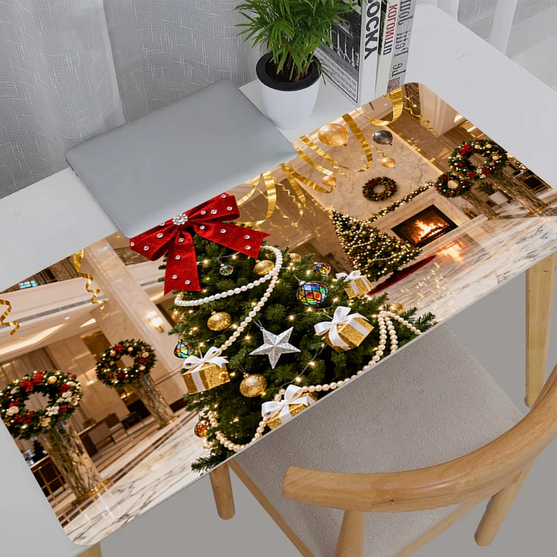 대형 E-스포츠 마우스 패드 부드럽고 유연한 고무 게이머 PC 컴퓨터 키보드 카와이 메리 크리스마스 마우스패드 크리스마스 선물