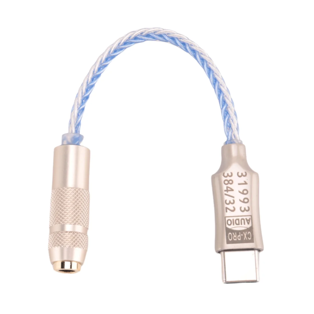 CX31993 Wzmacniacz słuchawkowy USB typu C DAC niebieski z wyjściem 3,5 mm SNR128DB PCM 32B/384KHz dla Android Windows10 Połączenia telefoniczne