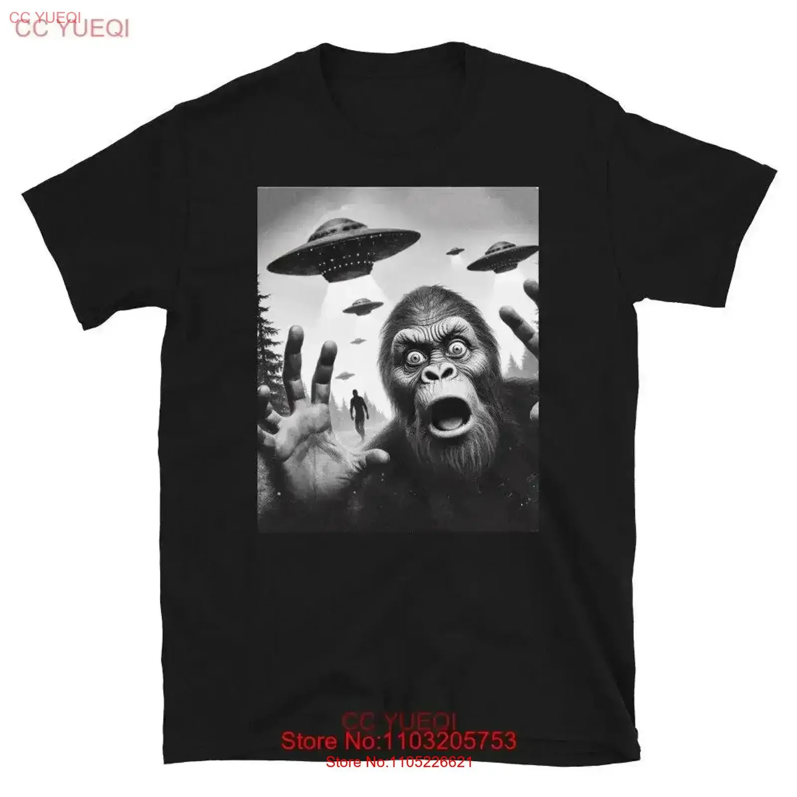 Bigfoot UFO Hilarious and Alien Funny Cryptid T Shirt vintage Washed Versatile fashion designer clothes Breathable  vintage