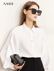 AMII Minimalism Womens Tops New Fashion 2023 Summer Women Clothing Lantern Sleeve Antibiosis Women's Shirts & Blouses 12241003