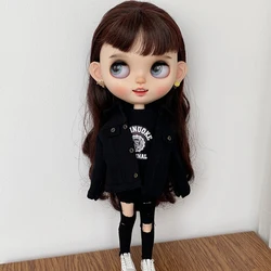 New Arrival Blyth Clothes Fashion Denim Jacket and Black T-shirt with Jeans for Blythe Barbie Azone 1/6 Doll Accessories