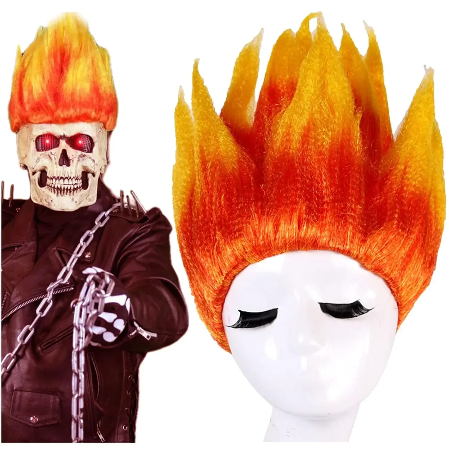 Anger Inside Out Cosplay Wig Fire Wig Stylish Flame Wig Orange Costume Wig Halloween Party Cosplay Spiked Wig