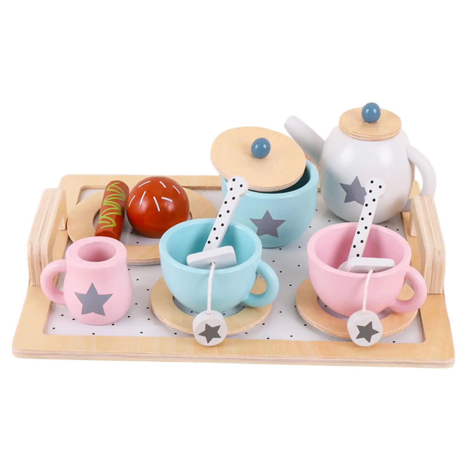 

9 шт. деревянный набор для чаепития, развивающая игрушка Монтессори, набор ролевой посуды для вечеринки, сувениры для мальчика