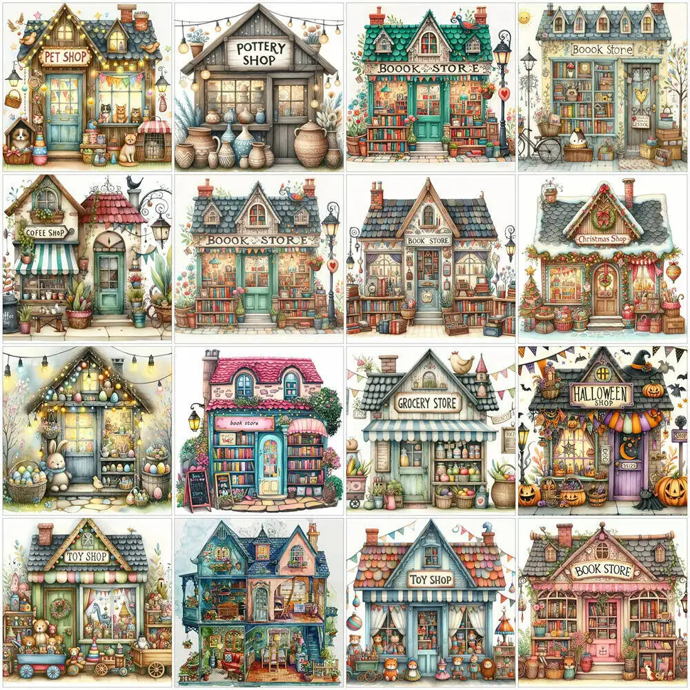 5D Diamant Malerei Shop Haus Landschaft DIY Diamant Mosaik Buch handgemachte Hobby Stickerei Wand Dekor einzigartiges Geschenk