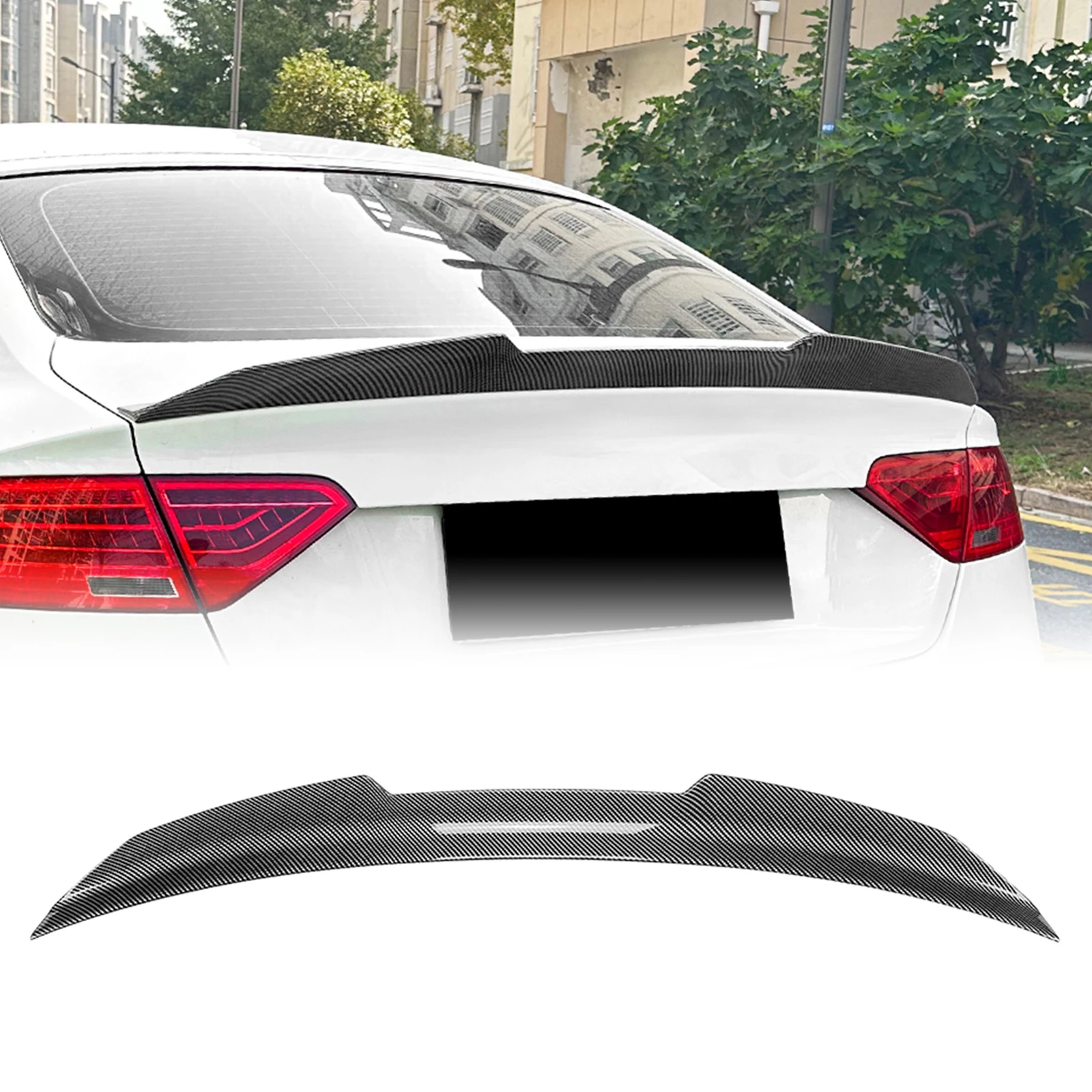 

PSM Style Rear Trunk Lid Spoiler Wing For Audi A5 8T 4 Door Sportback 2007-2016 Carbon Fiber Look/Gloss Black Tail Splitter Lip