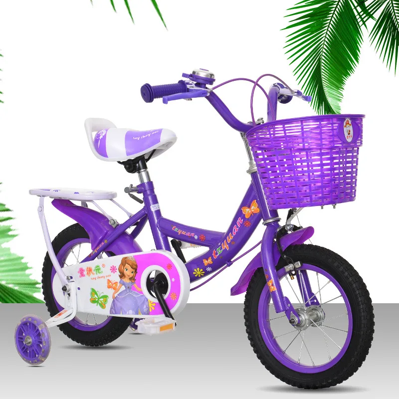 3-13Y Girls Bike 12-18in, Training Wheels Basket, Protective Net & Stylish Wheel, Safe Outdoor Play