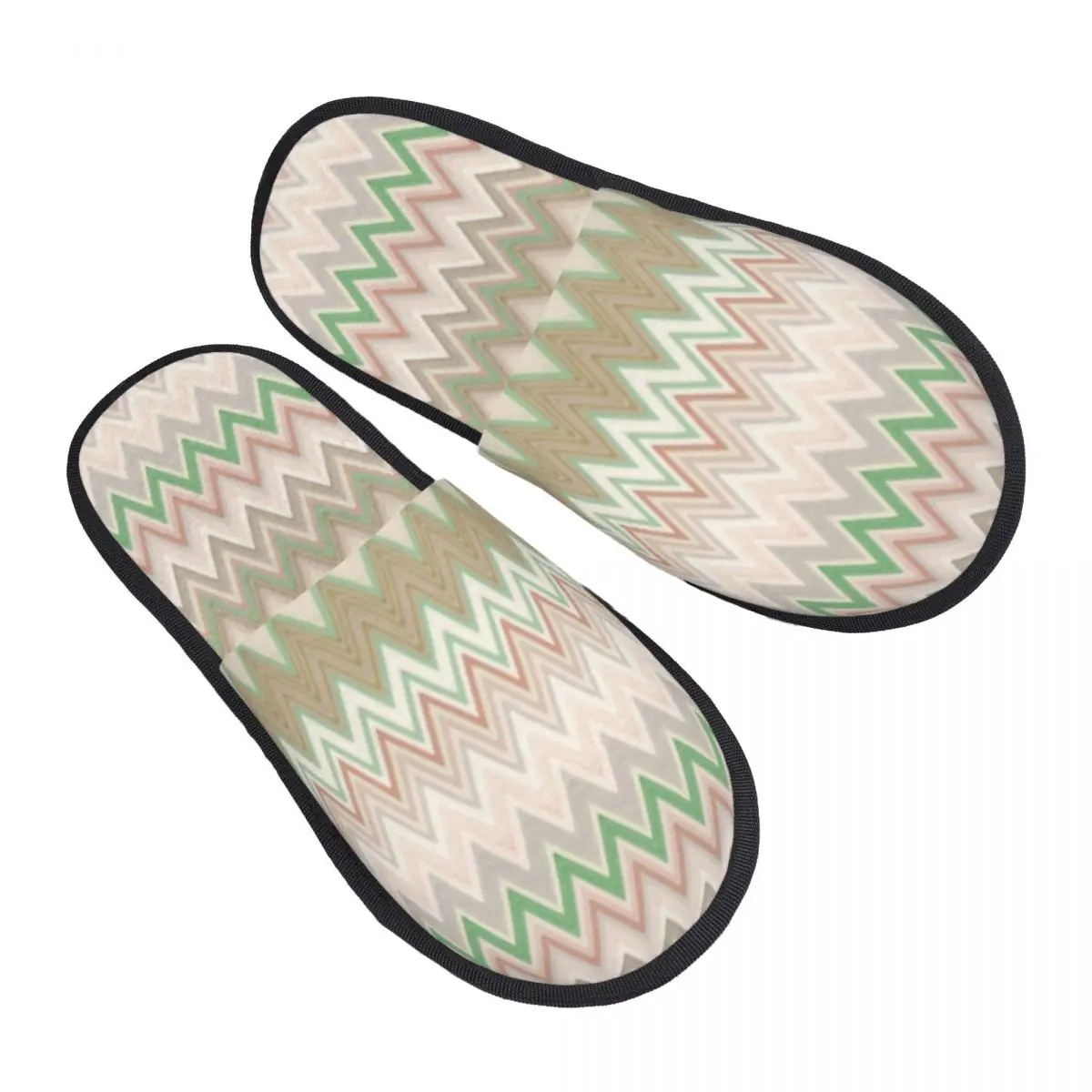 Custom Multicolor Zigzag Zig Zag Guest Slippers for Bathroom Women Geometric House Slipper