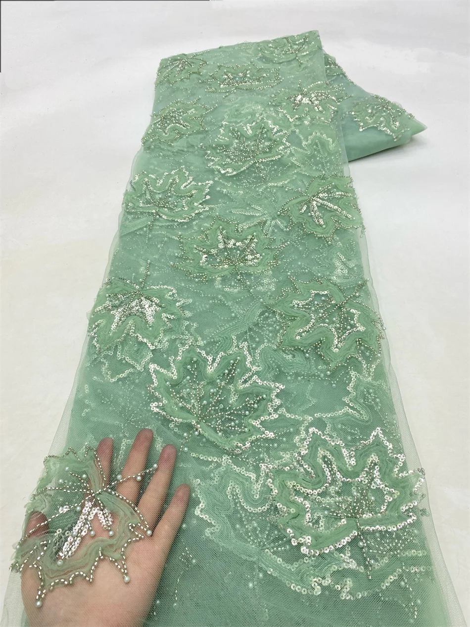 

Высокое качество, африканская кружевная ткань ручной работы с бисером, нигерийская кружевная ткань для жениха, вышивка блестками, женское свадебное платье NXZ6134