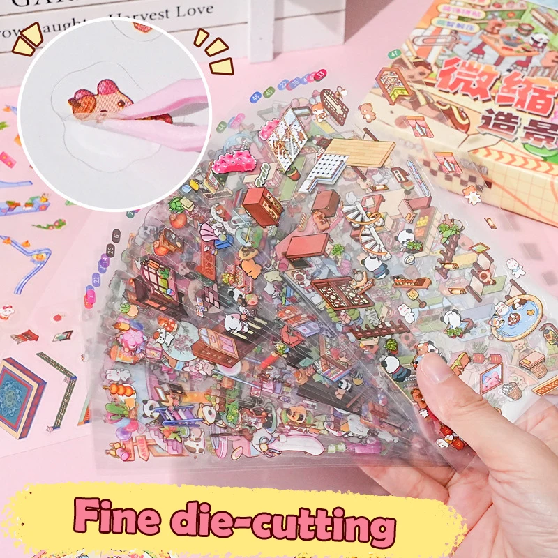 

50Scenes In 1 Box Miniature Scene Landscape Stickers Three-Dimensional House Stickers Toys Girls Birthday Gifts - Suitable All