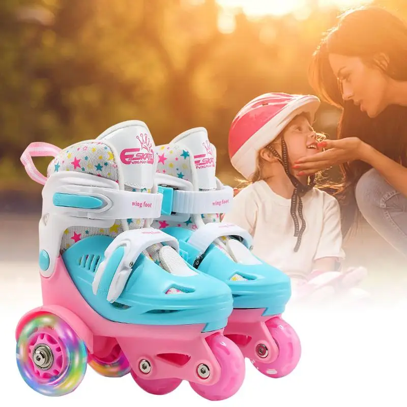 Verstellbare Rollschuhe elastische Pu Inline Rollen Räder zweireihige Rollschuhe für Kinder 2-8 Jahre Skates Schuhe