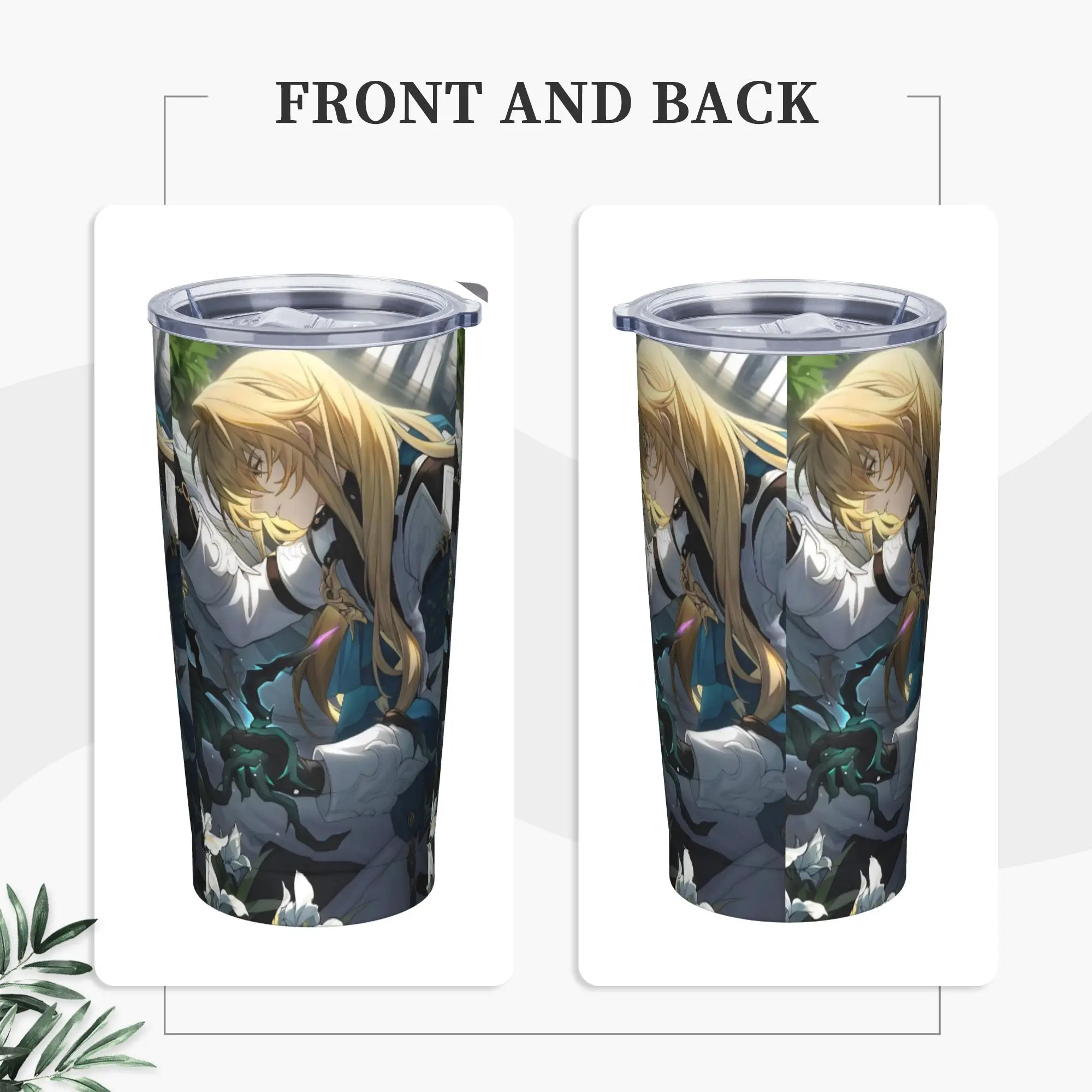 Luocha Insulated Tumbler with Straws Honkai Anime Stainless Steel Coffee Mugs Outdoor Travel Water Bottle Cup, 20oz