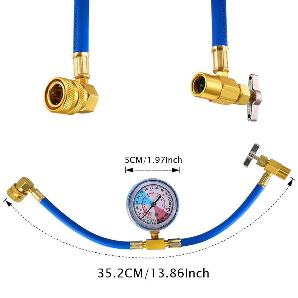 3 Pack BPV31 Hose Refrigerant Valve Bullet Piercing U-type Bullet Piercing Tap Valve Kit Hose Refrigerant Tap with Gauge R134a