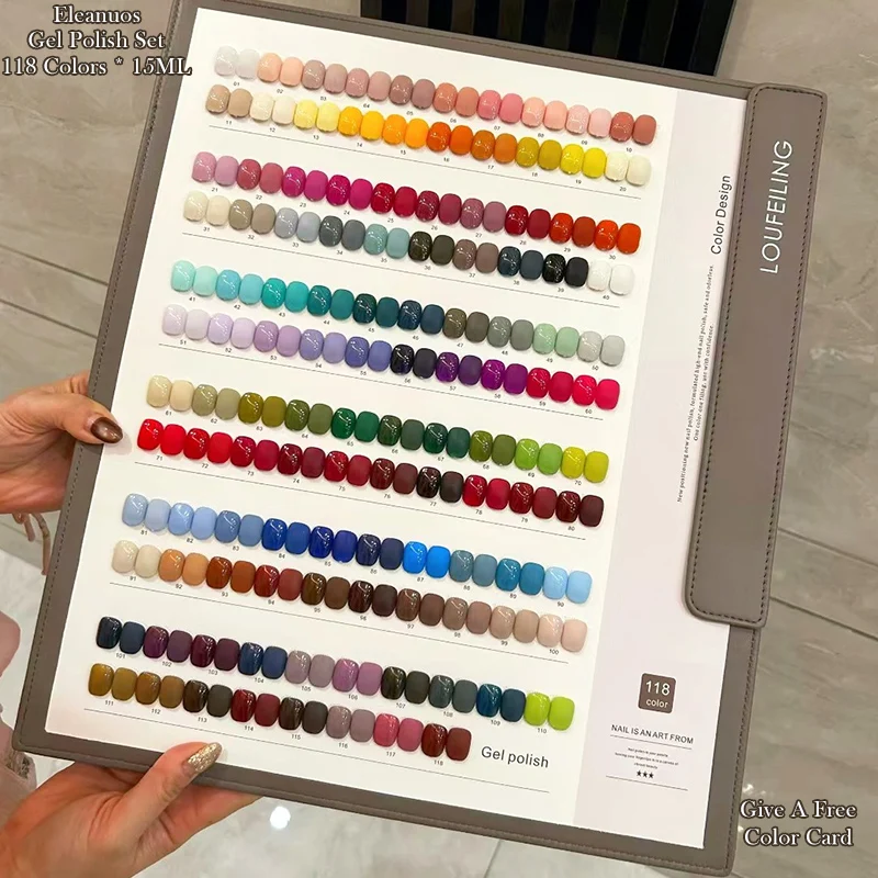 eLeanuos Premium Opaque 118 Colors Full Set Gel Polish 1 Coat Coverage Chip-Resistant Trendy All-Season Salon Grade UV LED Nail
