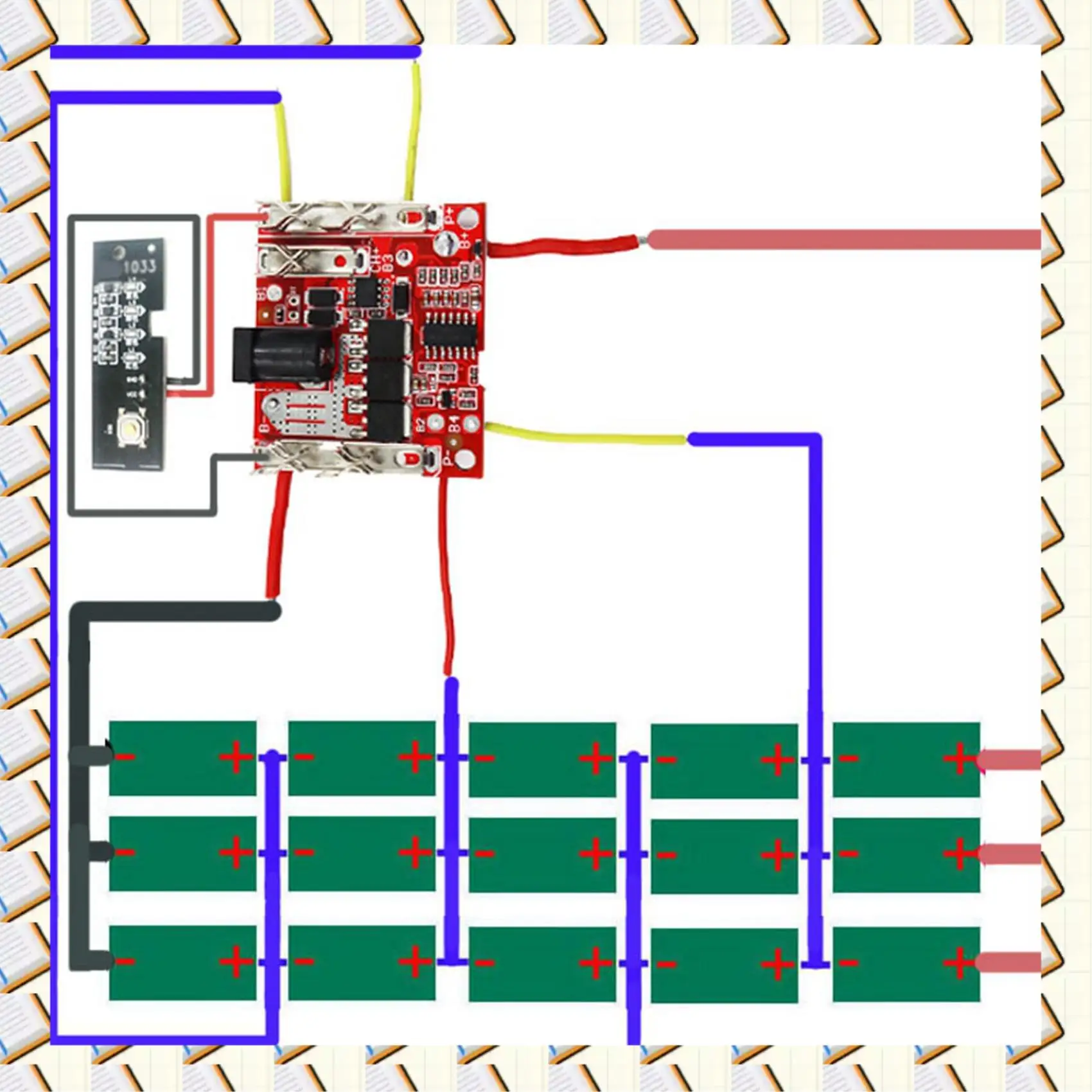 

A14M 6X Li- Battery Case Circuit Board PCB For Lomvum Zhipu Hongsong Jingmi No Original 18V Lithium Battery,15 Hole