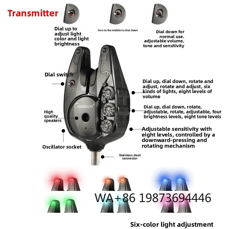 1+4 set wireless fishing bite alarm, high sensitivity indicator with remote receiver for carp fishing use