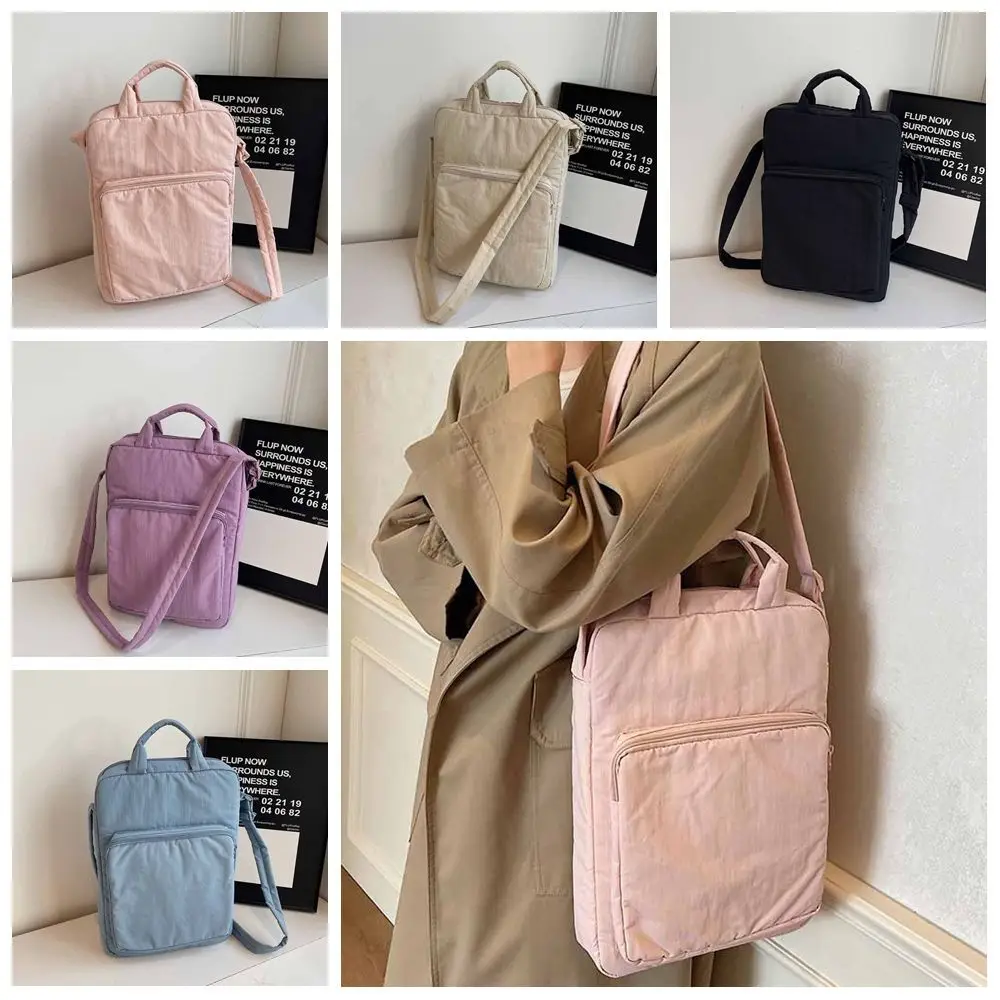 

Large Capacity Nylon Laptop Bag Solid Color Crossbody Bag Office Document Tote Bag Shoulder Bag Handbag Zipper Computer Bag