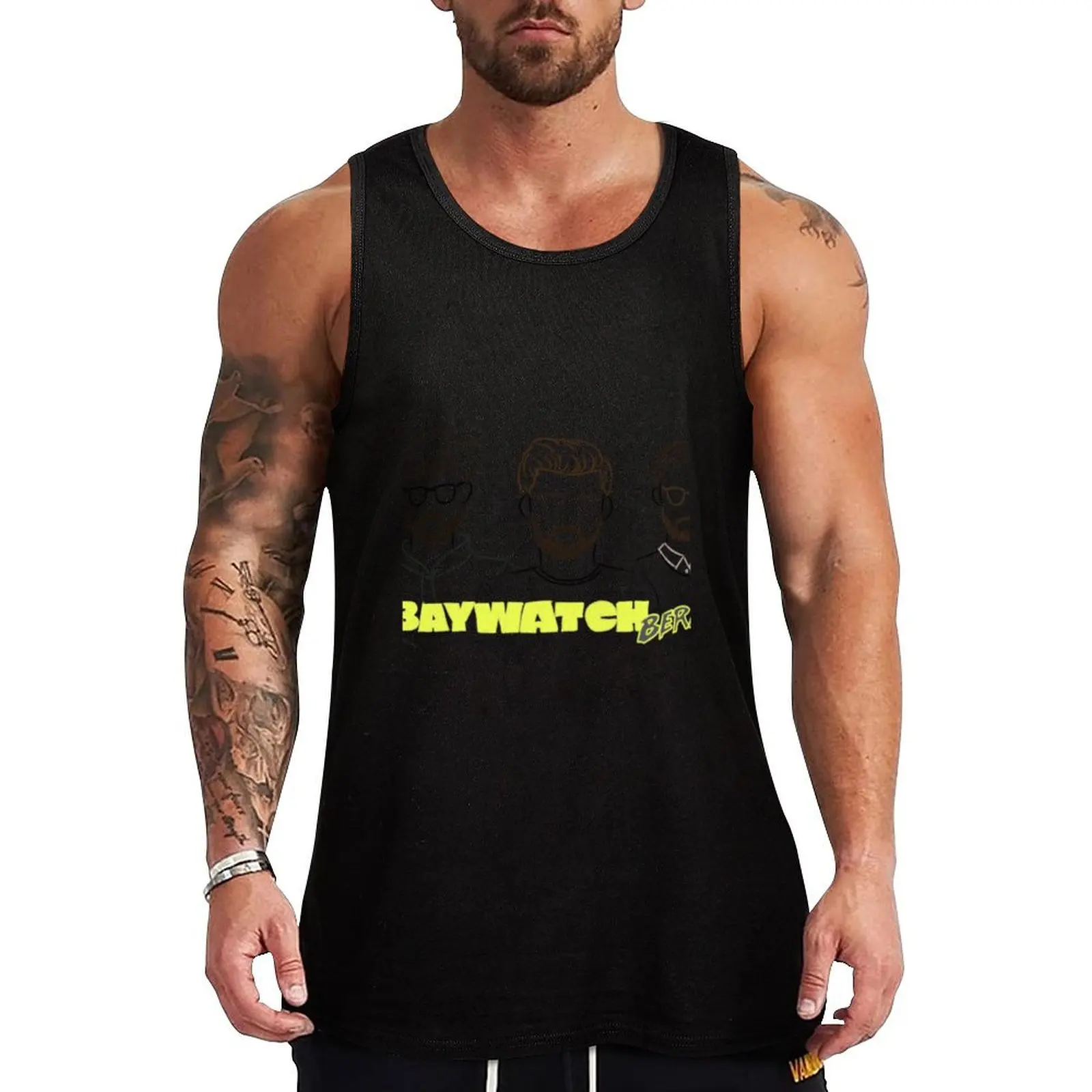 

Baywatch Berlin Sketch Klaas Baywatch Berlin Baywatch Berlin(Podcast) Tank Top Gym t-shirt man Men's gym t-shirts Men's t shirt